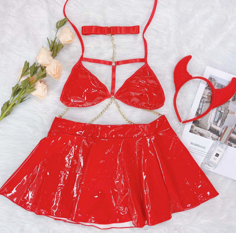 PU Leather Lingerie Set