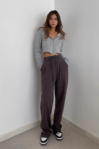 Drawstring Waist Straight Leg Pants