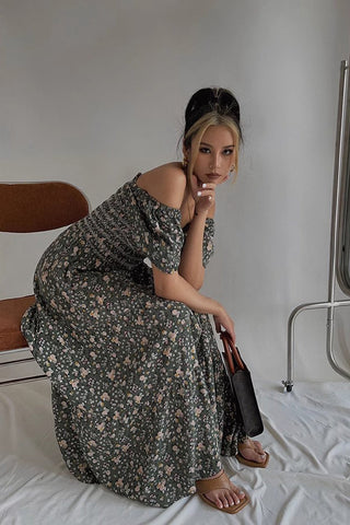 Blumenkleid im Boho-Stil, kurzärmliges A-Linien-Kleid