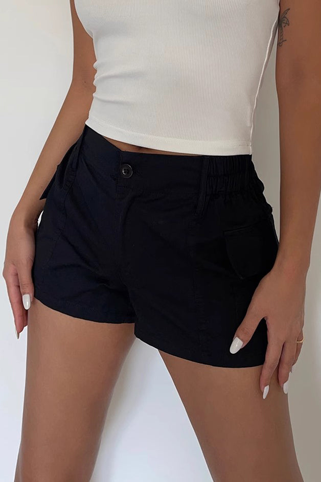 Elastic Waist Pocket Side Shorts