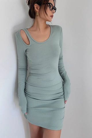 Sexy Ribbed Long Sleeve Bodycon Dress