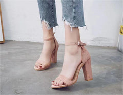 Stylish Staple Faux Nubuck Block Heels