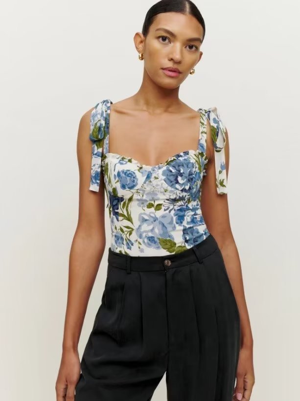 Vorna Floral Smocked Peplum Tie Top - Yellow Multi