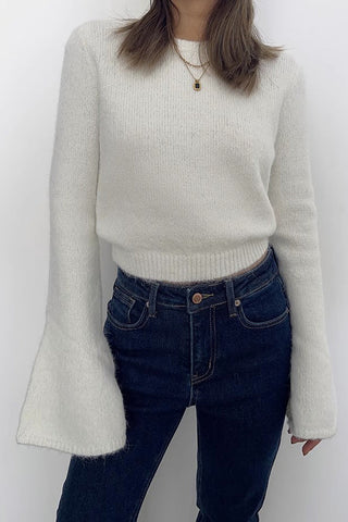 Rib-knit Long Sleeve Solid Sweater