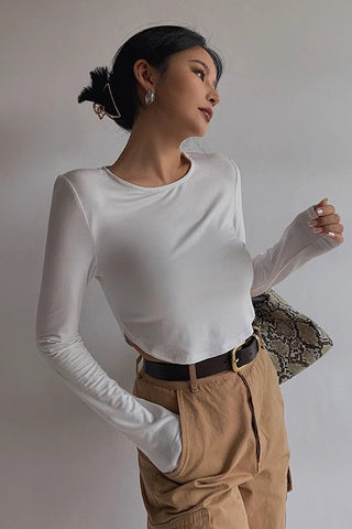 Asymmetrical Hem Crop Top Shirt