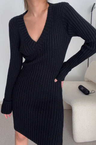 Sexy Ruched Wrap V-Neck Bodycon Dress