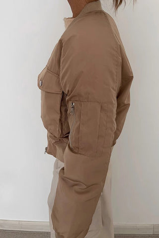 Zip Detail Pocket Side Cargo Jacket Coat Outwear