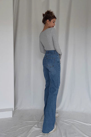 Ripped Slant Pocket Straight Leg Jeans