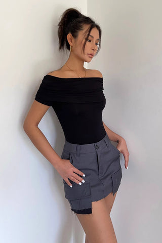 Off Shoulder Fitted Tops Shirt