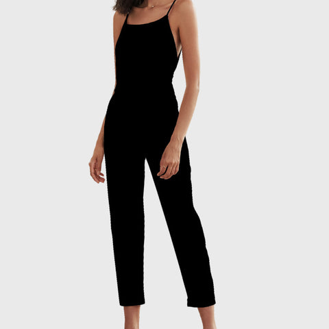 Solid Split Joint Square Collar Loose Jumpsuits