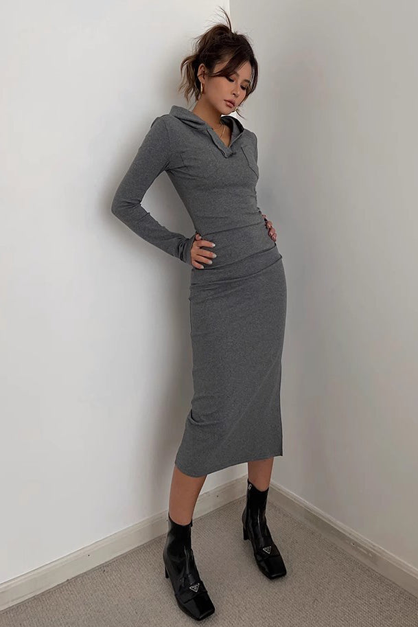 Long Sleeve Sexy Bodycon Dress with Cap