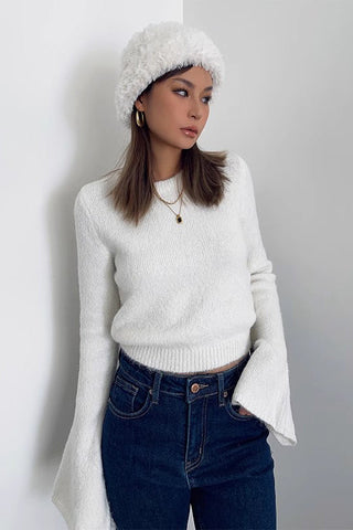 Rib-knit Long Sleeve Solid Sweater