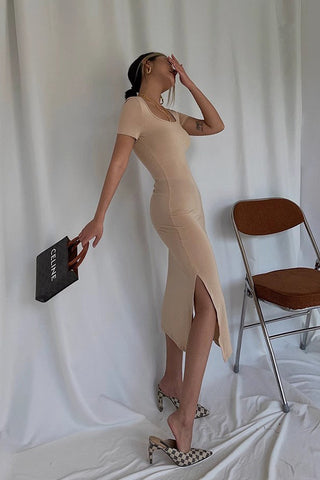 Sexy Ruched Party Club Dress Split Side Bodycon Dress