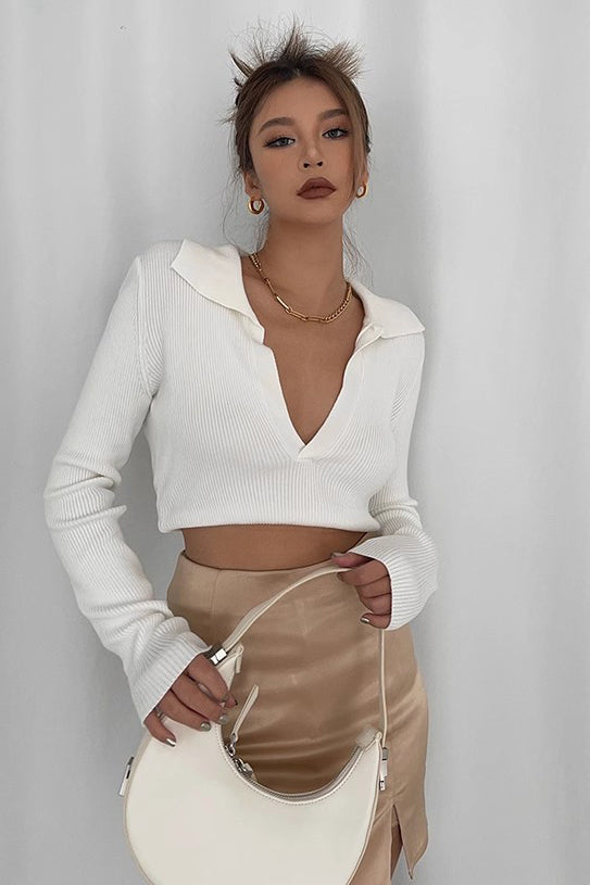 Long Sleeve Lapel Neck Tops Basic Shirt