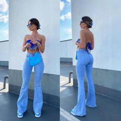 Valentina High Rise Flare Jeans - Light Blue Wash