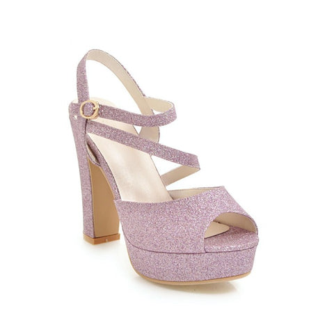 Glowing Beauty Glitzer Plateau Heels