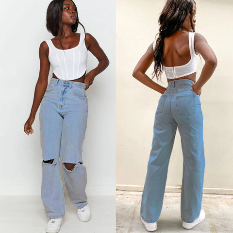 Tayden High Rise Distressed 90s Flare Denim