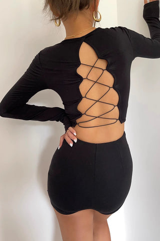 Backless Sexy Crew Neck Fitted Shirt