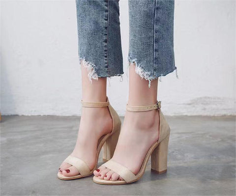 Stylish Staple Faux Nubuck Block Heels