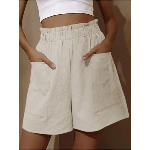 Wynter Cotton High Rise Paper Bag Waist Shorts