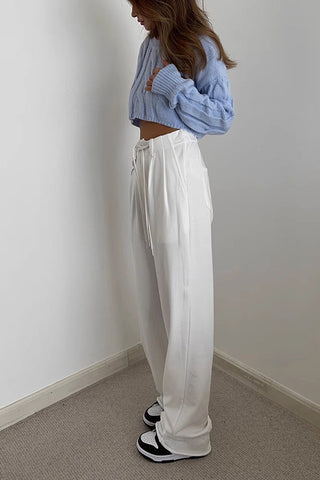 Drawstring Waist Straight Leg Pants