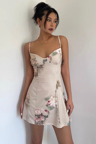 Elegant Floral Print Halter Dress