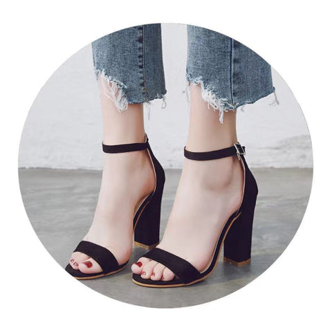 Stylish Staple Faux Nubuck Block Heels