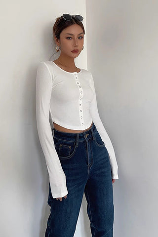 Rib-knit Buttoned Front Shirt