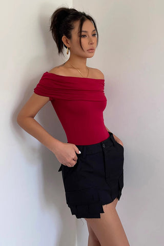 Off Shoulder Fitted Tops Shirt