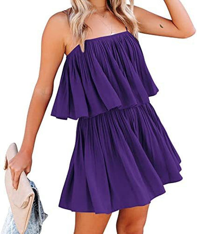 Solid Split Joint Strapless Waist Skirt Dresses