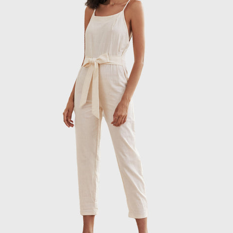 Solid Split Joint Square Collar Loose Jumpsuits