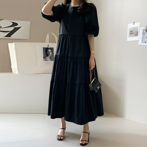 Solid Split Joint Flounce Square Collar A Line Dresses