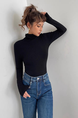 Rib-knit Fitness Long Sleeve Shirt Tops