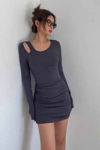 Sexy Ribbed Long Sleeve Bodycon Dress