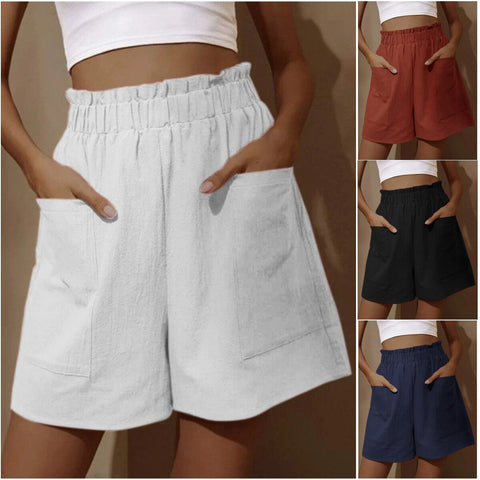 Wynter Cotton High Rise Paper Bag Waist Shorts