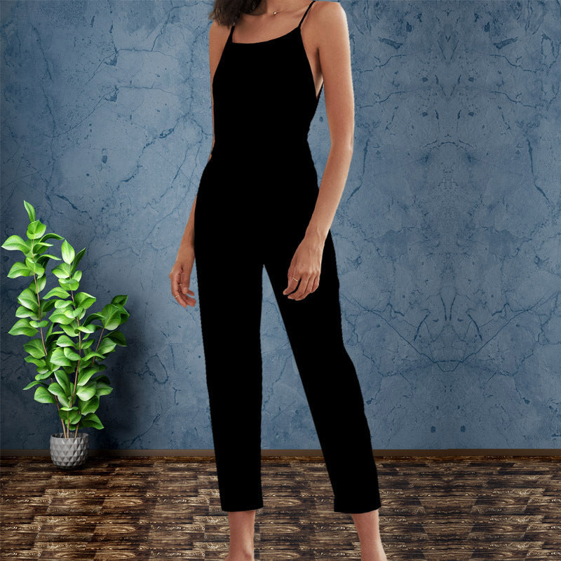 Solid Split Joint Square Collar Loose Jumpsuits