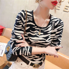 Tiff Mock Neck Knit Tiger Sweater