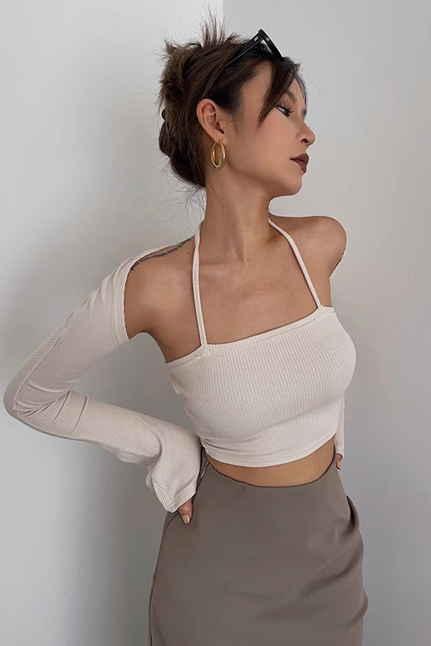 Sexy Long Sleeve Ribbed Fitted Tops Shirt