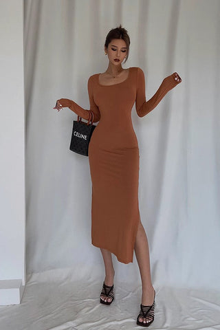 Split Hem Sexy Party Club Bodycon Dress