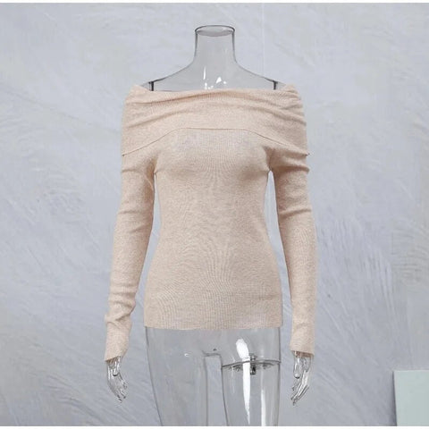 Elegant Long Sleeve Off Shoulder Sweaters