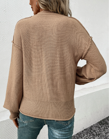 Solide Oberteile mit geteilter Naht und Tasche und Rundhalsausschnitt