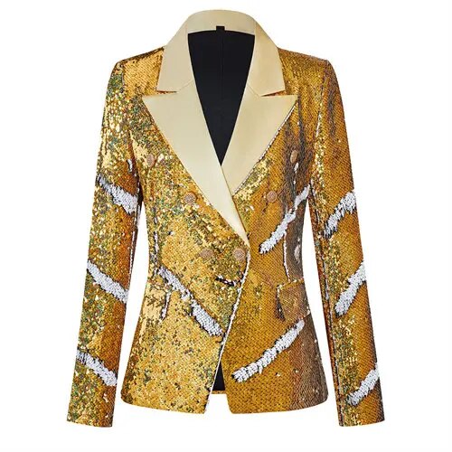 Red Slim-Fit Suit Jacket with Sequin Decoration: Ideal for Weddings, Parties