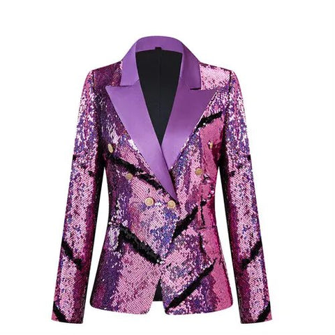 Red Slim-Fit Suit Jacket with Sequin Decoration: Ideal for Weddings, Parties