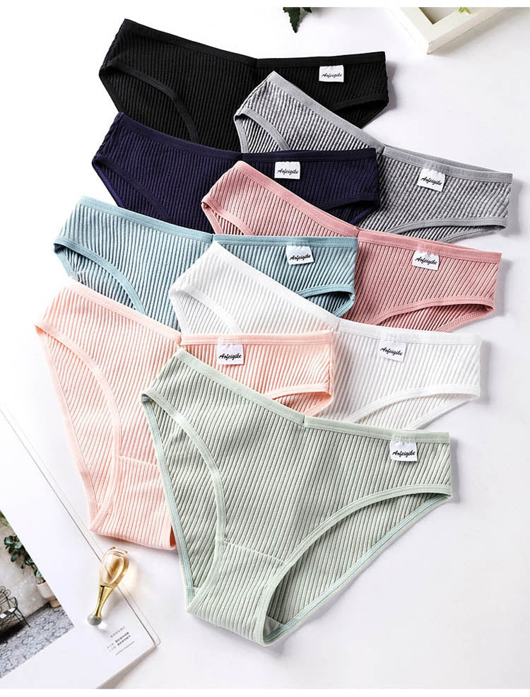 2PCS/Set Panties Striped Low-Rise Underwear Plus Size Breathable Briefs Female G String Soft Lingerie