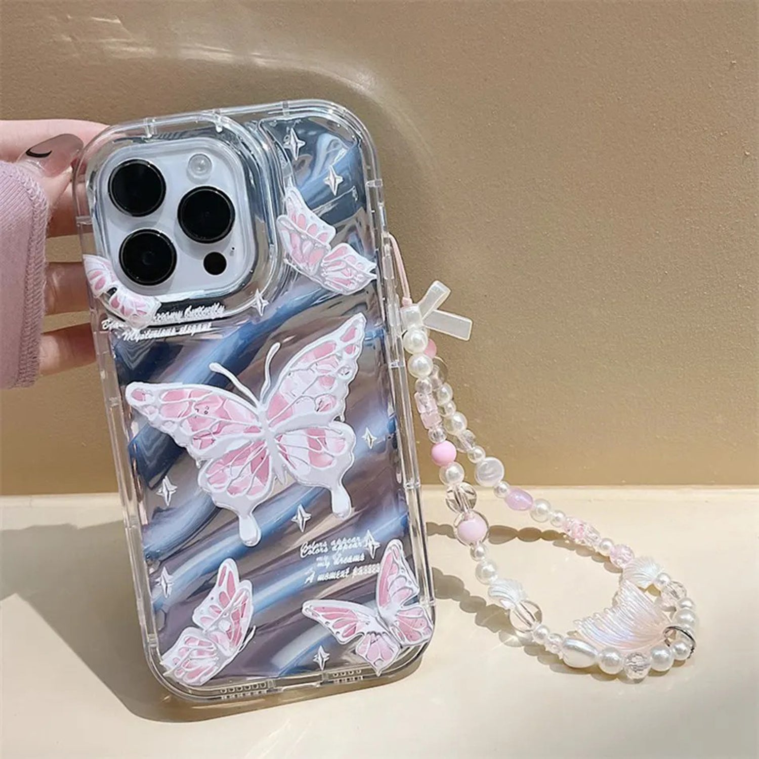 Phantom Pattern Phone Case For iPhone 11 12 13 14 15 Laser Film Soft Cover with Lanyard