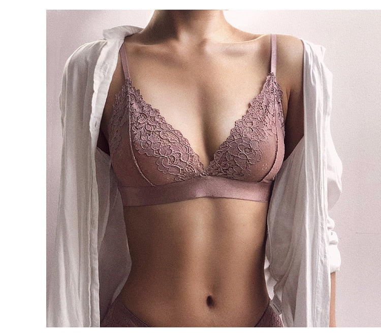 Classic Transparent Bra Lace Temptation Underwear Ultra Thin Push Up Brassiere Wireless Bralette Lingerie