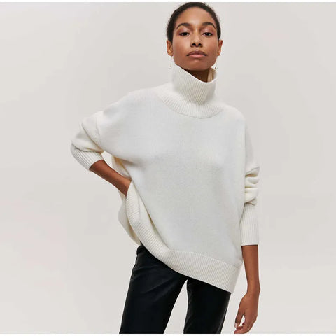 Solid Turtleneck Long Sleeve Pullover