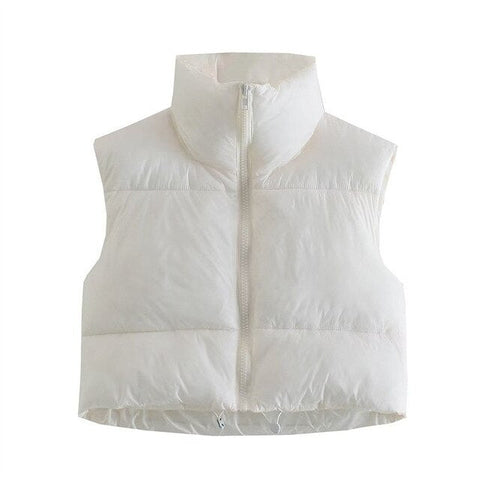 Stand Collar Sleeveless Lightweight Zip Up Puffy Vest