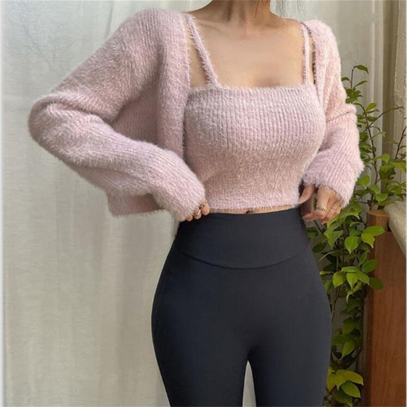 Knitted High Quality Vest Cardigan Sets