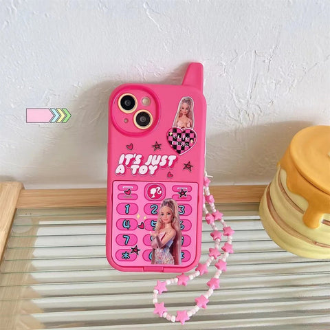 Kawaii Barbies Style Vanity Mirror Phone Cases For iPhone 15 14 13 12 11 Pro Max Back Cover